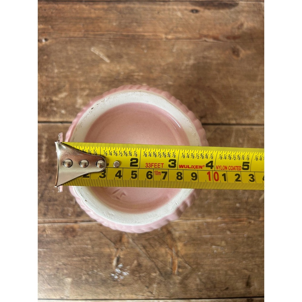 Vintage Pink Tulip Ceramic Vase β Ribbed Farmhouse Cottagecore Decor - Picture 11 of 11